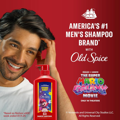 Old Spice Mens 2-in-1 Shampoo and Conditioner, Cosmic Quest, x The Super Mario Galaxy Movie, 21.9 fl oz