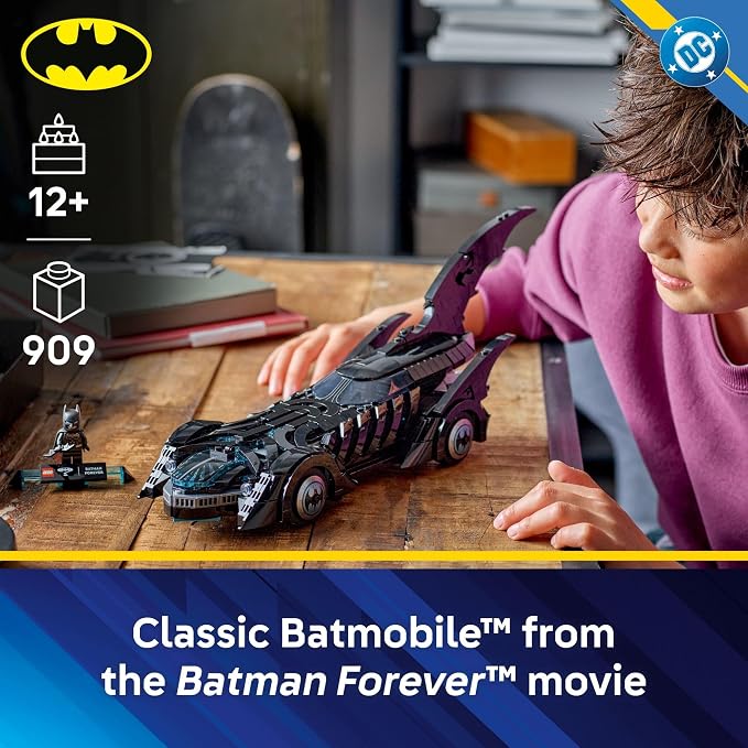 LEGO DC Batman: Batman Forever Batmobile Kids Toy - Building & Learning Toy for Girls & Boys, Ages 12+ - Model Car with Minifigure Included - Gift Idea for Birthdays - 76304