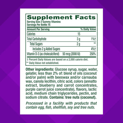 Vitafusion Vitamin D3 Gummies | 2000 IU (50 mcg) Per 2 Gummies