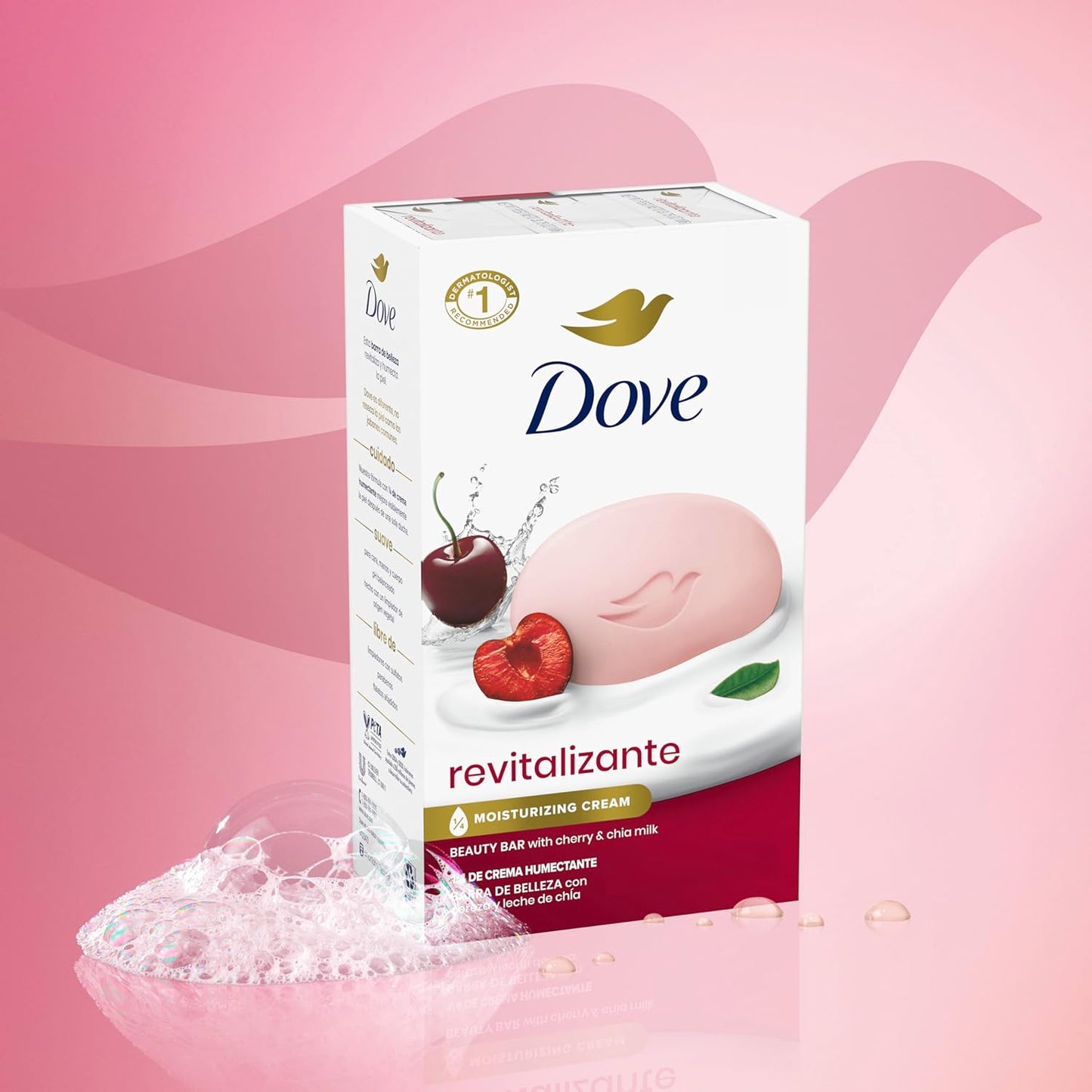 Dove Beauty Bar Soap Revitalizante Cherry & Chia Milk,for Revitalized Skin,A Skin Energy Boost 3.75 oz,(Pack of 12)