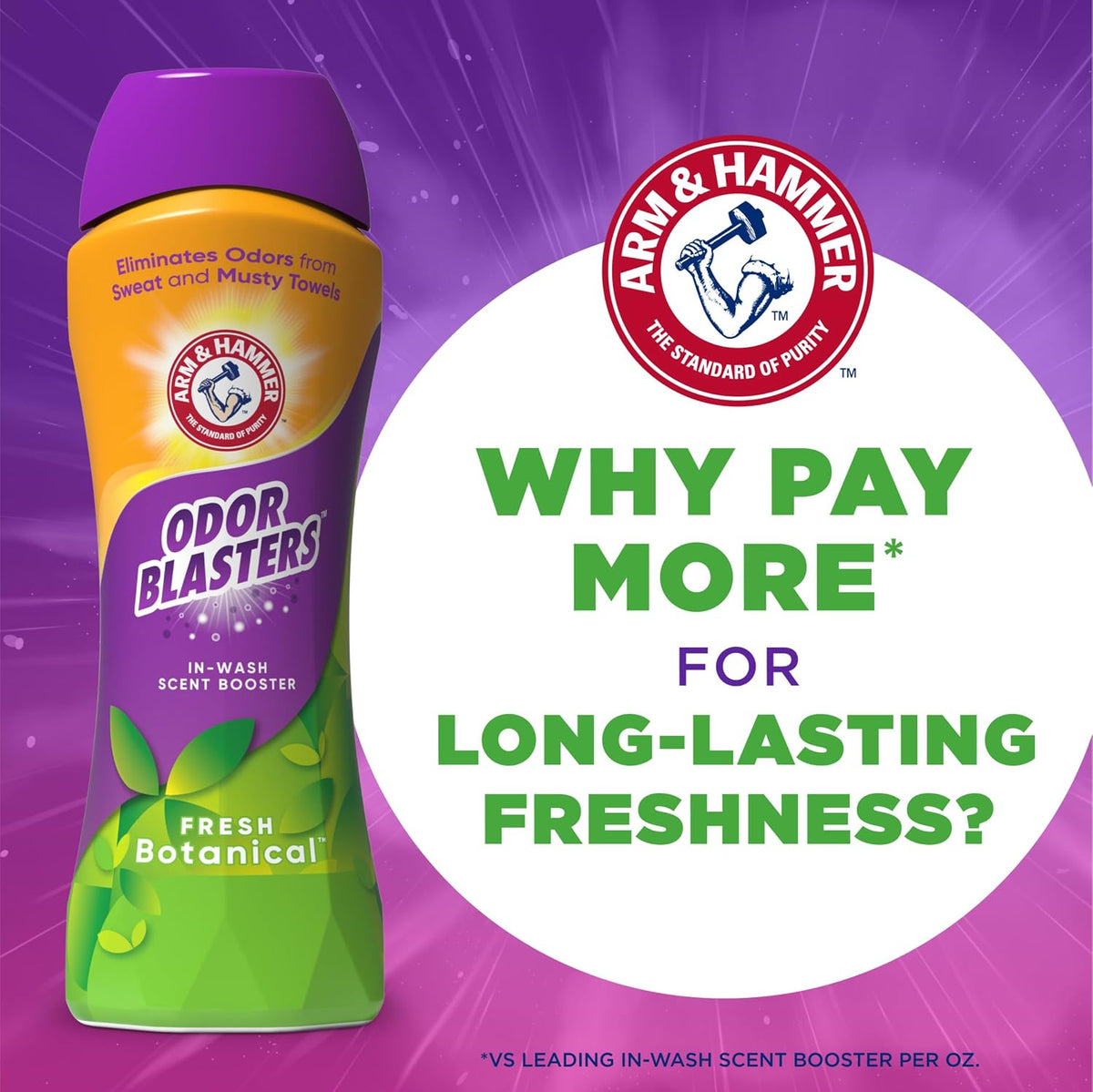ARM & HAMMER Odor Blasters In-Wash Scent Booster, Fresh Botanical, 24 Ounce (Pack of 6)