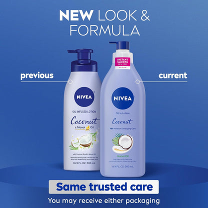 NIVEA Oil In Lotion Body Lotion, Coconut and Monoi Oil, 16.9 FL OZ