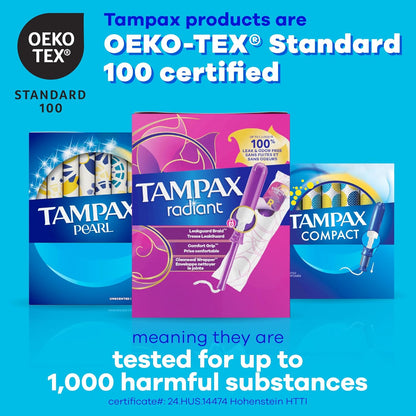 Tampax Pearl Tampons for Women Multipack, with LeakGuard Braid, Light/Regular/Super Absorbency, Unscented, 94 Count (2 Packs of 47) (Packaging May Vary)