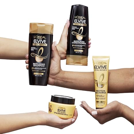 Elvive TR5 Power Restore Multi Use Treatment + Elvive Total Repair 5 Repairing Shampoo and Conditioner for Damaged Hair, 28 Ounce (Set of 2)
