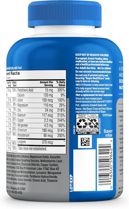 One A Day Men’s 50+ Healthy Advantage Multivitamin, Multivitamin for Men with Vitamins A, C, E, B6, B12, Calcium and Vitamin D, Tablet, 200 Count (Pack of 1)