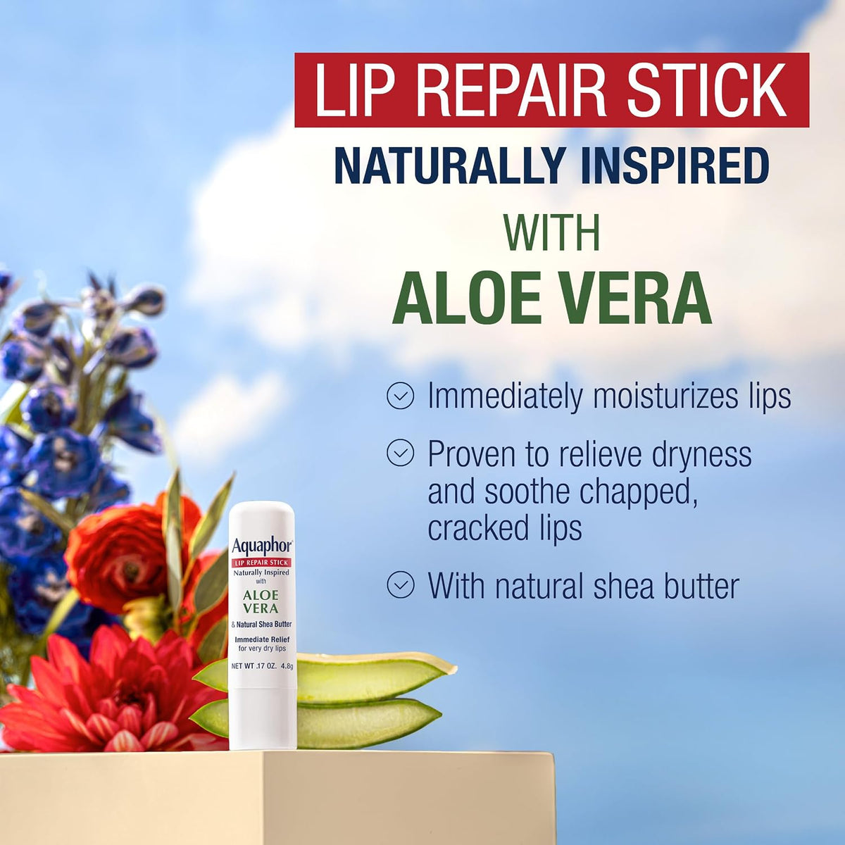 Aquaphor Naturally Inspired Lip Repair Stick, Multipack, 3 x 0.17 OZ