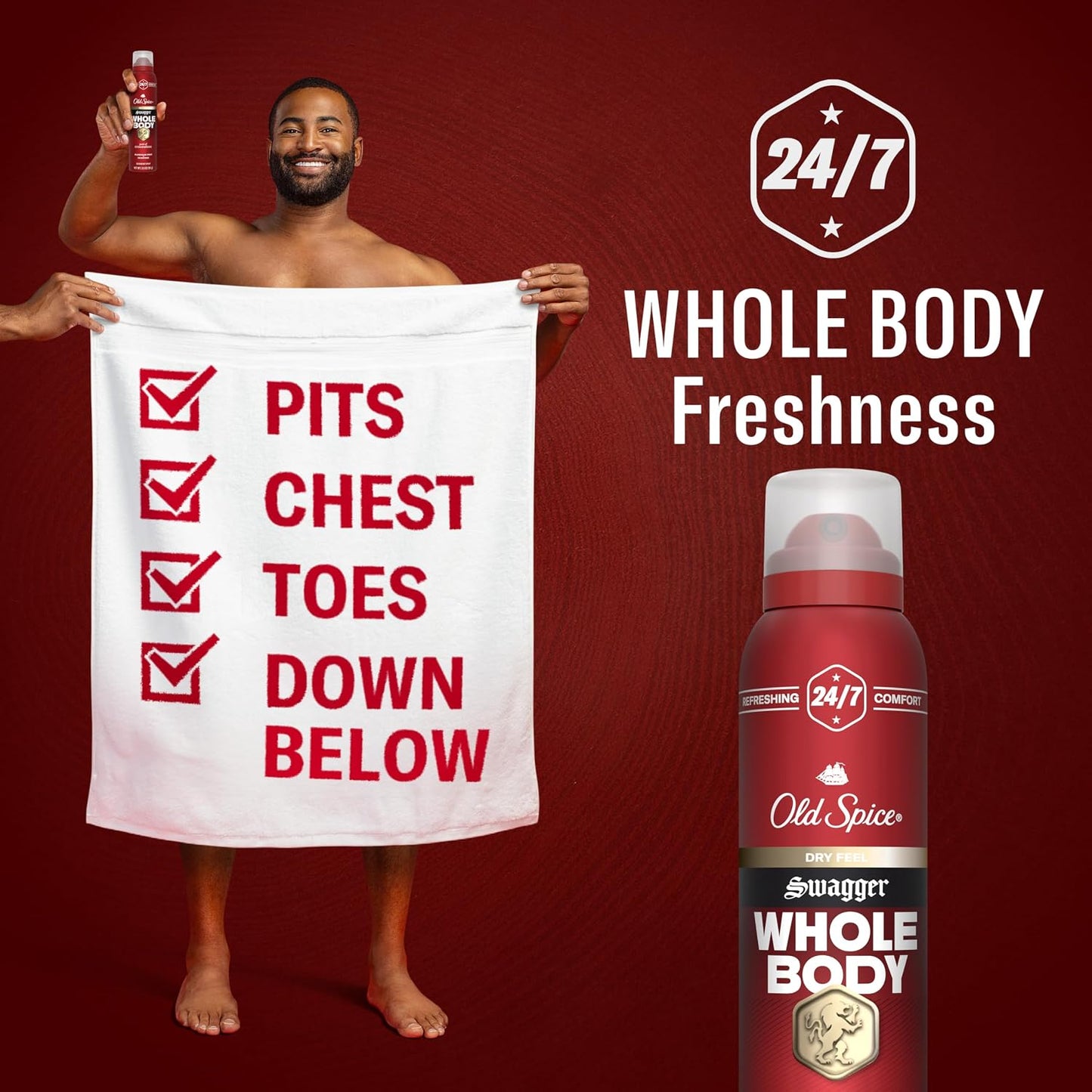 Old Spice Whole Body Deodorant for Men, Swagger, Aluminum Free Spray for 24/7 Freshness, Dermatologist Tested Whole Body Deodorant, 3.5 Ounce