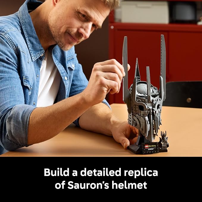 LEGO Icons The Lord of The Rings: Sauron's Helmet - Building Set for Adults, Ages 18+ - Bedroom, Home Office, Book Shelf Decor - W/Sauron Minifigure - Gift for Birthdays - 11373
