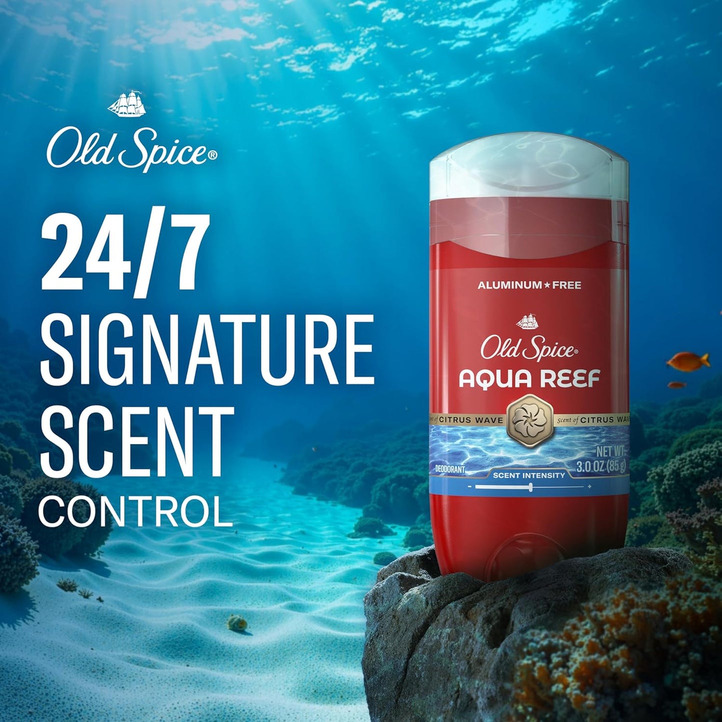 Old Spice Aluminum Free Deodorant for Men, 24/7 Odor Protection, 24/7 Freshness & Lasting Scent, Aqua Reef with Cypress Scent, 3.0 oz (Pack of 2)