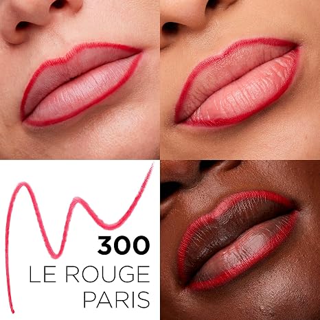 L'Oreal Paris Colour Riche Lip Liner Pencil, Creamy Lip Liner with Omega 3 and Vitamin E, 300 Le Rouge Paris (True Red) (Pack of 2)