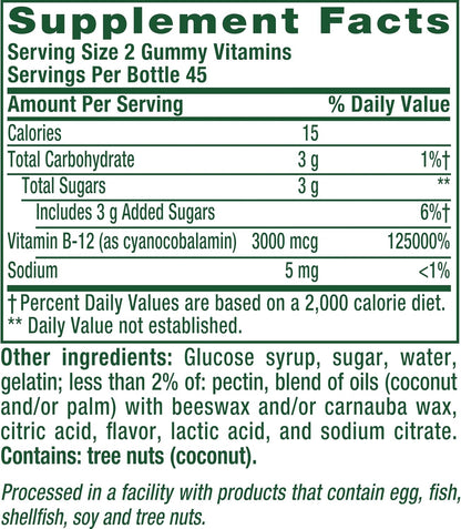 Vitafusion Vitamin B12 Gummies | 3000 mcg Per 2 Gummies | 90 Gummy Vitamins