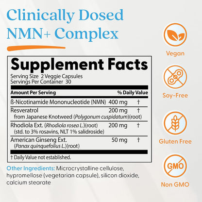 Doctor's Best NMN+ Complex Supplement Capsules, 60 Veg Caps