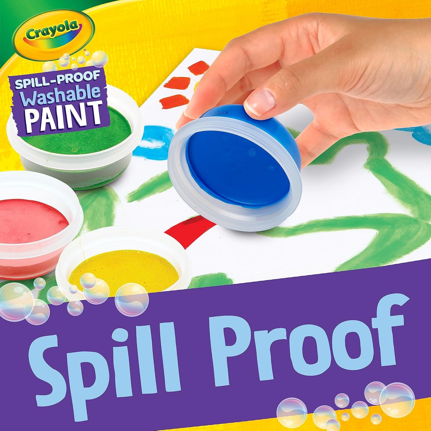 Crayola Spill Proof-Paint Set - Washable Paint for Kids, Includes Paint Brush & Paper, No Drip, Less Mess Arts & Crafts, Toddler Gift, Ages 3+ (Pack of 2)
