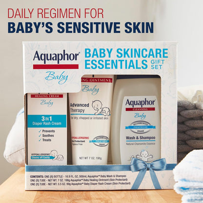 Aquaphor Baby Skin Care Essentials Gift Set, 3 Item Variety Pack
