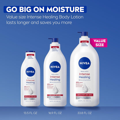 NIVEA Intense Healing Body Cream for Dry, Itchy Skin, 10% Serum, 33.8 Fl Oz