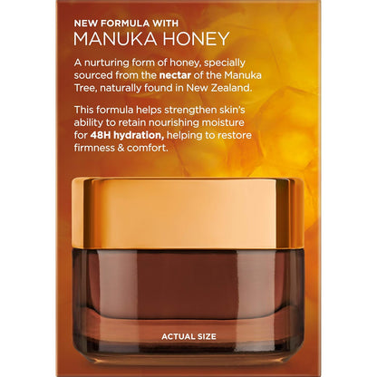 L'Oreal Paris Skincare Age Perfect Hydra Nutrition Ultra Nourishing Honey Night Balm,Face Moisturizer to Comfort,Improve Resilience on Dry Skin,Manuka Honey and Nurturing Oils,1.7 oz.,(Pack of 2)