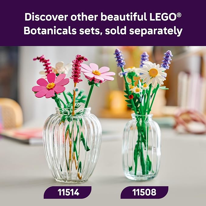 LEGO Botanicals Cosmos Flowers 11514 | Building Toys for Girls & Boys, Ages 9+, Decor for Bedroom & Desk, Artificial Flowers, 171 pieces, Gift for Birthdays