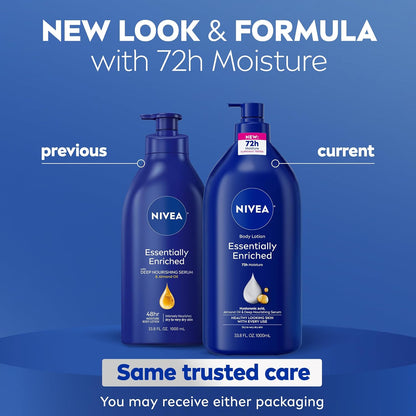 NIVEA Essentially Enriched Body Lotion Very Dry Skin, Value Size 33.8 Fl Oz (Pack of 9)
