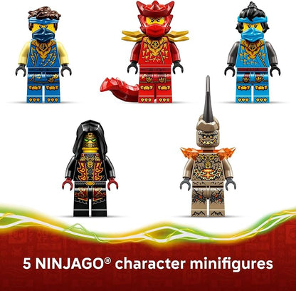 LEGO NINJAGO Jay’s Transforming Car Building Toy for Boys & Girls - Toy Car W/2 Play Modes for Kids, Ages 8+ - W/Jay, NYA, Dragon Form Kai, & 2 More Minifigures - Gift Idea for Birthdays - 71856