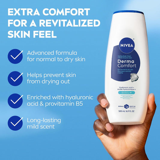 NIVEA Gentle Body Wash with Hyaluronic Acid and Provitamin B5, Comforts and Revitalizes Normal to Dry Skin