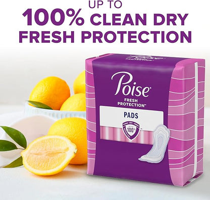 Poise Incontinence Pads & Postpartum Incontinence Pads, 4 Drop Moderate Absorbency, Long Length, 16 Count, Packaging (Pack of 4)
