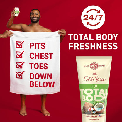 Old Spice Whole Body Deodorant Cream for Men, Aluminum Free, Fiji Scent, 24/7 Odor Protection, 24/7 Lasting Freshness, Dermatologist Tested, Gentle on Skin, Safe to Use All Over, 3.0 oz