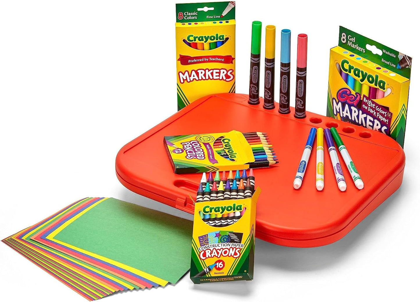 Crayola Create 'N Carry Travel Art Set for Kids (75pcs), 2-in-1 Lap Desk & Carrying Case, Essential Art Supplies Kit, Spring Crafting, Gift for Kids