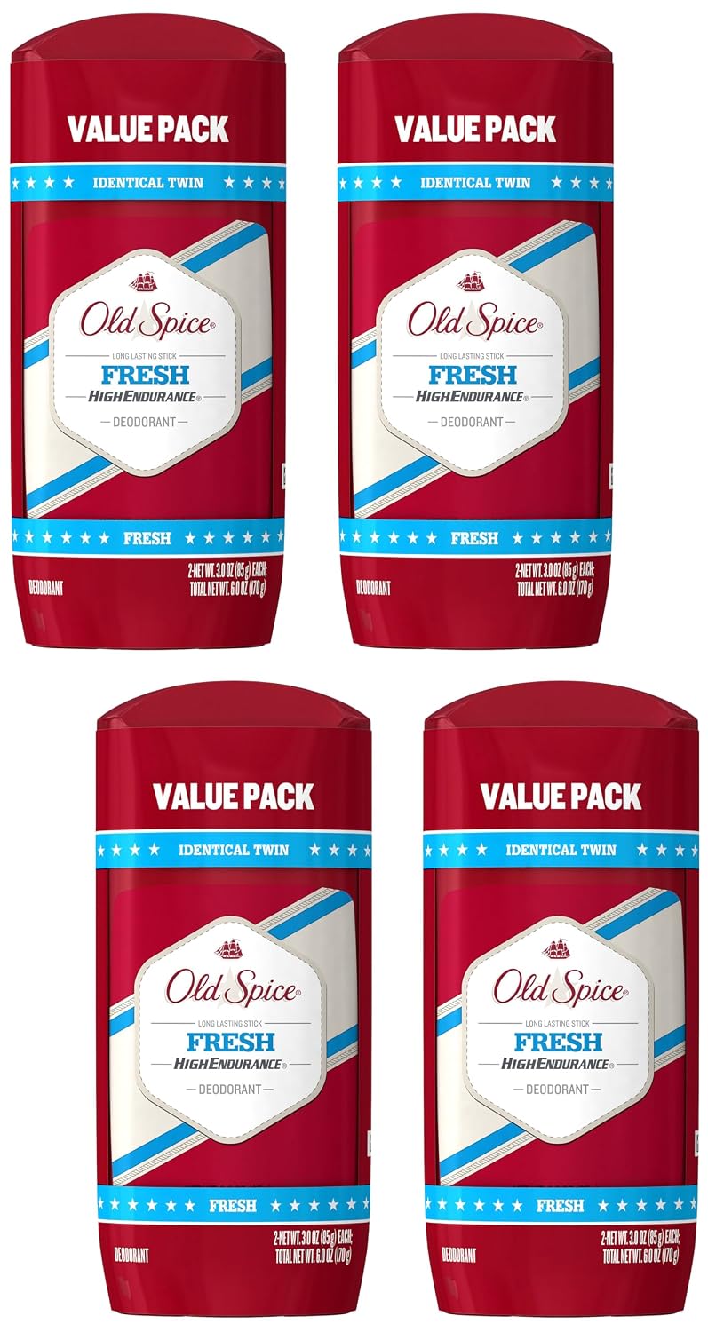 Old Spice High Endurance Long Lasting Stick Men's Deodorant, Fresh Scent - 3.0 Oz Ea (Pack of 4)