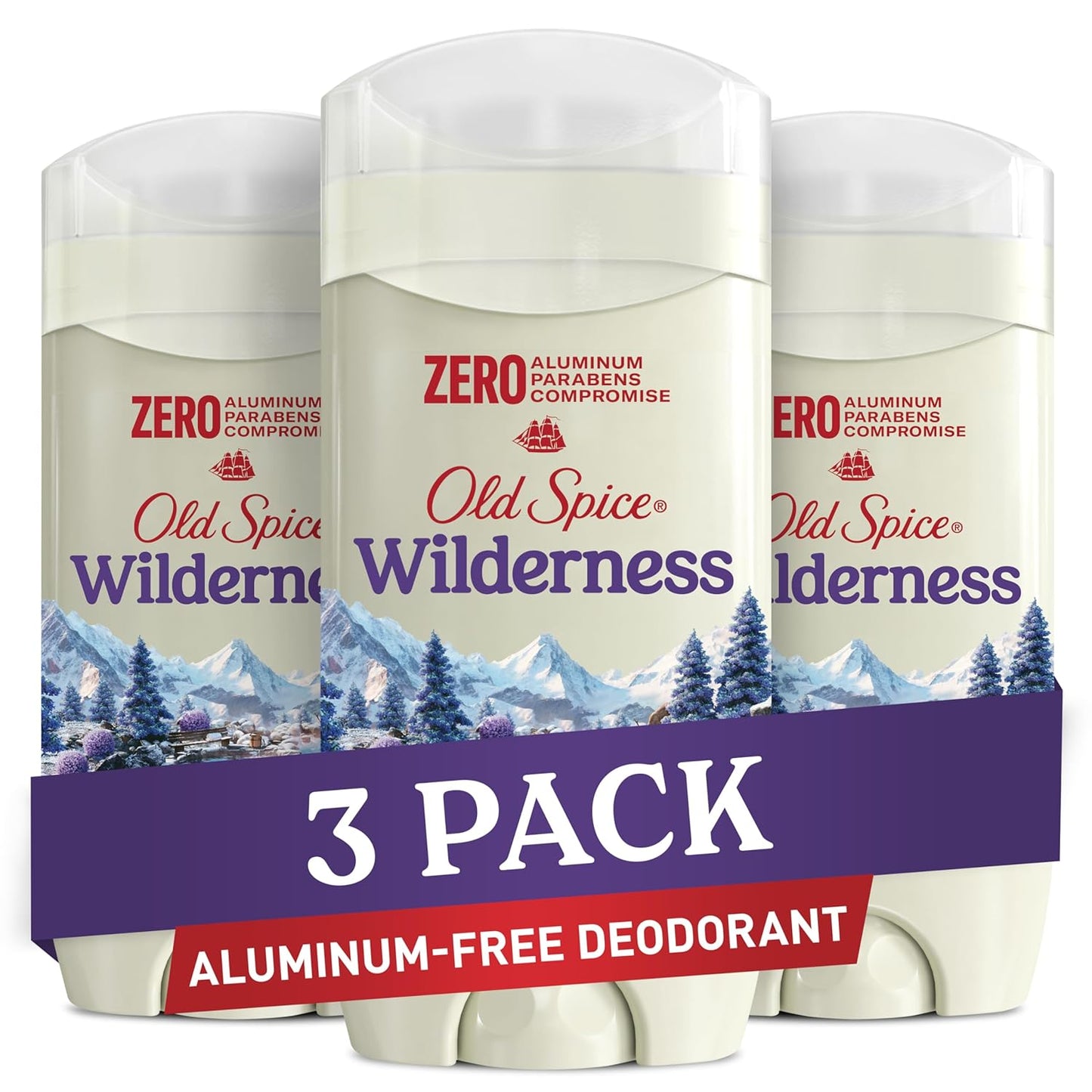 Old Spice Aluminum Free Deodorant for Men, 24/7 Lasting Freshness & Long Lasting Scent, 24/7 Sweat & Odor Protection, Wilderness with Lavender Scent, 3.0 oz (Pack of 3)