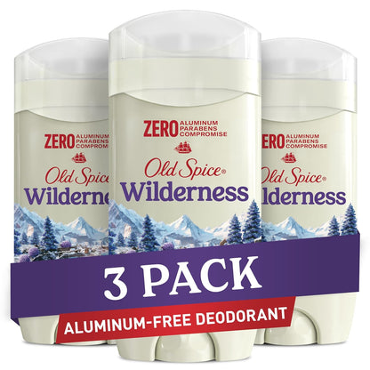 Old Spice Aluminum Free Deodorant for Men, 24/7 Lasting Freshness & Long Lasting Scent, 24/7 Sweat & Odor Protection, Wilderness with Lavender Scent, 3.0 oz (Pack of 3)