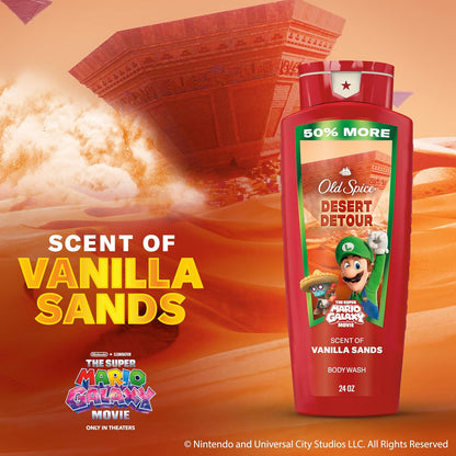 Old Spice X Super Mario, Desert Detour with Vanilla Sands Scent, Aluminum Free Deodorant + Body & Face Wash Bundle for Men, Smell Super with 24/7 Lasting Freshness & 24/7 Shower Clean (Pack of 2)