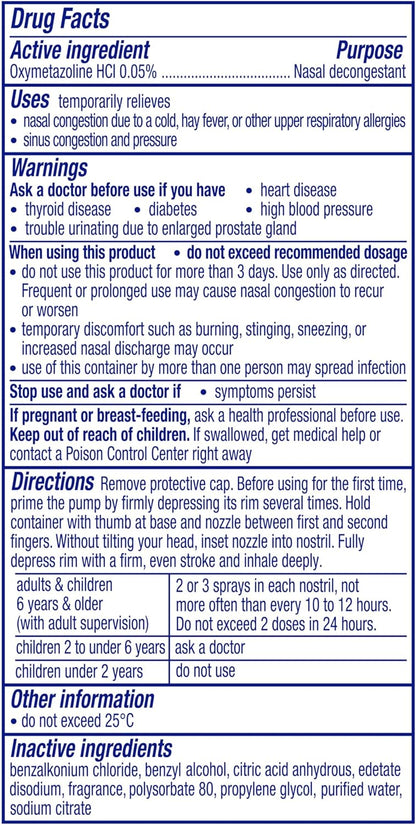 Vicks Sinex SEVERE Nasal Spray with VapoCOOL, Soothing Vicks Vapors, Decongestant Medicine, Relief from Stuffy Nose due to Cold or Allergy, & Nasal Congestion, Sinus Pressure Relief, 265 Sprays