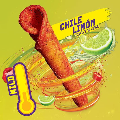 Takis Chile Limon Rolled Tortilla Chips, 9.9oz Bag | New Flavor, Midly Spicy Chili and Lime Flavor, Corn Snack Chips, Individual Bags, Sharing Size