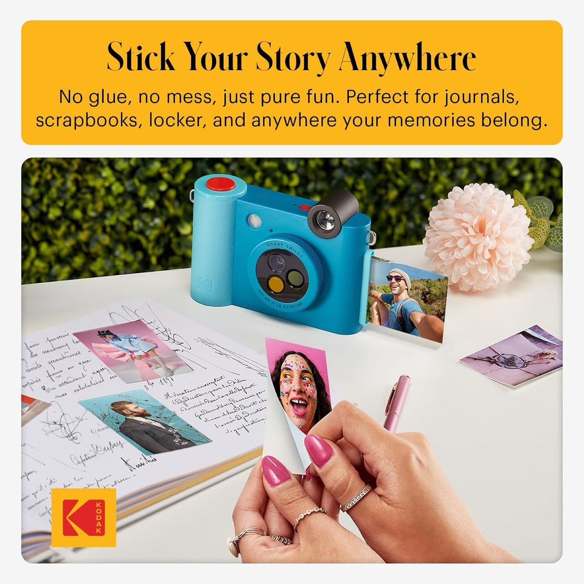 Kodak Smile+ 2-in-1 Digital Instant Print Camera & Wireless Bluetooth Photo Printer - 10MP, Special-Effect Rotating Lens, Zink 2x3” Sticky-Back Photos, Print via Fun App from Smart Devices - Blue