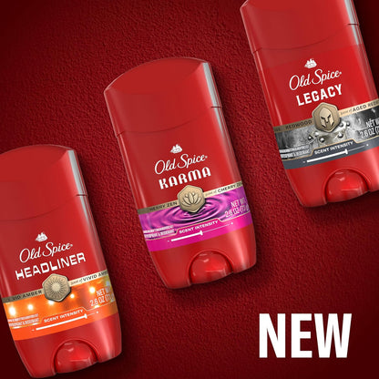 Old Spice Antiperspirant Deodorant for Men, 24/7 Sweat & Odor Protection, 24/7 Signature Scent & Lasting Freshness, Invisible Solid, Headliner with Black Currant, Leather, & Amber Scent, 2.6 oz