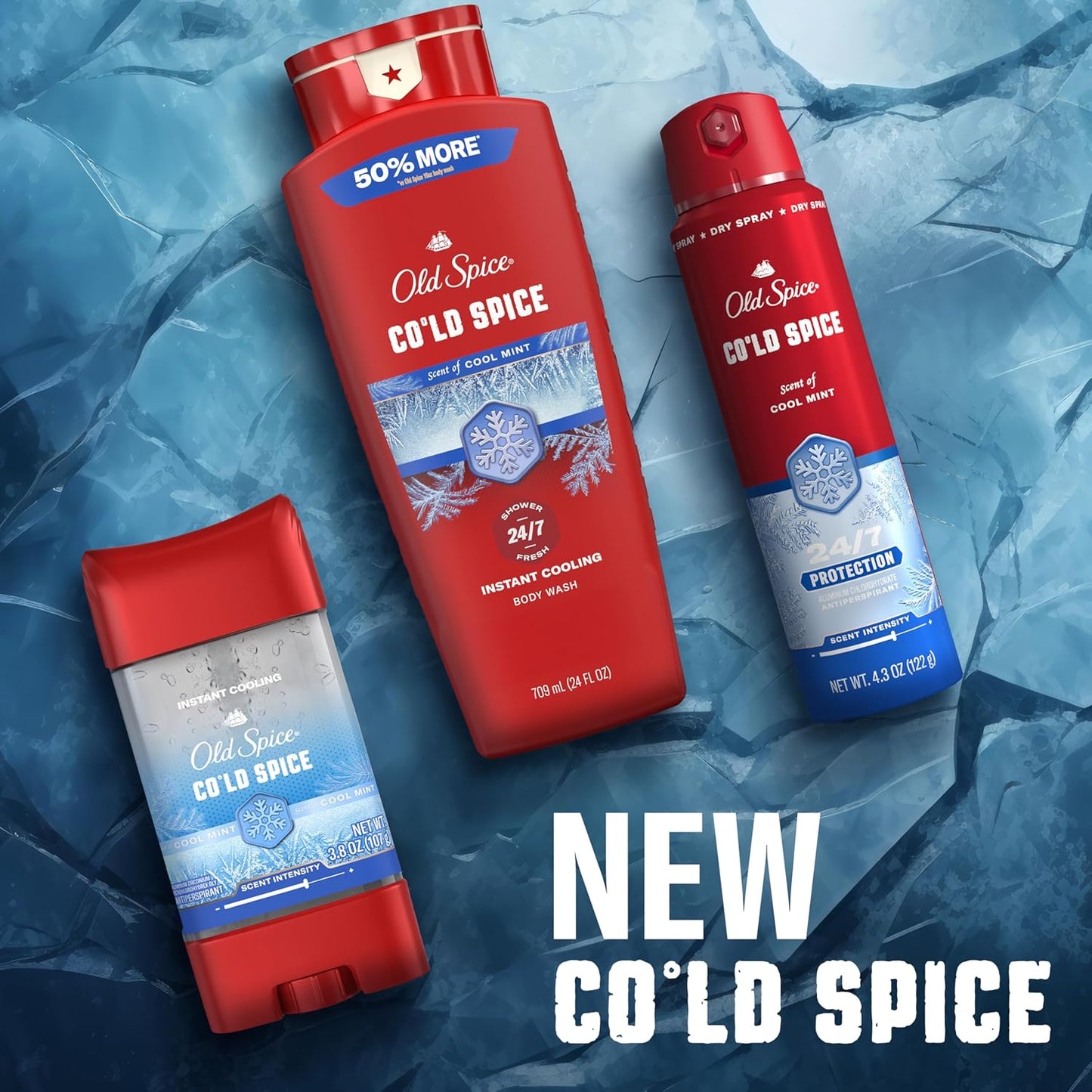 Old Spice Body Wash for Men, 24/7 Shower Fresh & Clean with Daily Use, Lasting Signature Scent, Refreshing Lather, Moisturizing Formula, Cold Spice with Cool Mint Scent, 24 oz
