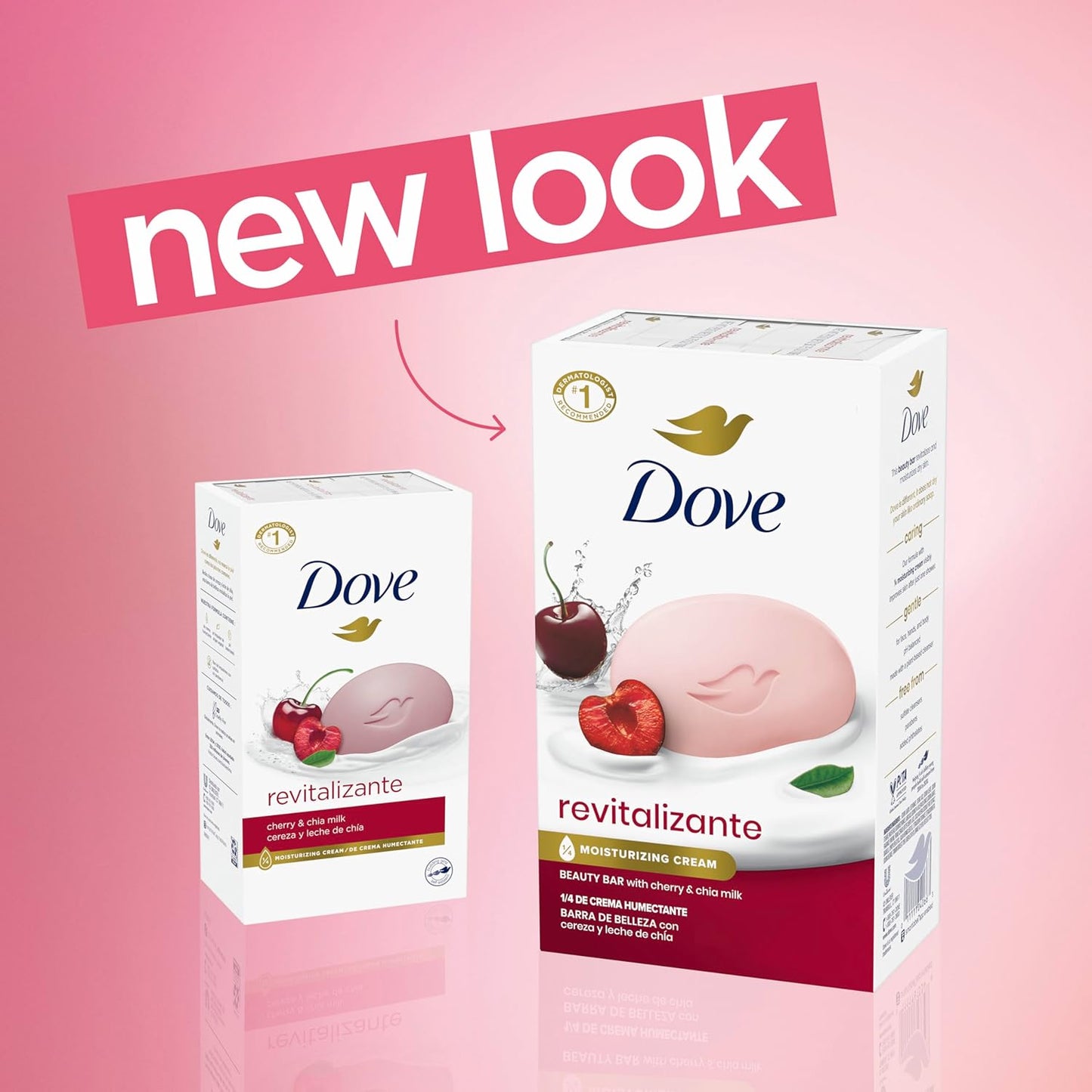 Dove Revitalizing Beauty Bar Soap 6 Count, Cherry & Chia Milk, 3.75 oz I Moisturizing beauty bar with cherry and chia milk for refreshed, soft and healthy-looking skin