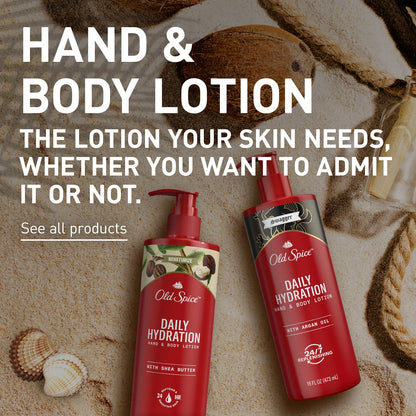 Old Spice Hand & Body Lotion for Men, Daily Hydration, 24/7 Hydration, 24/7 Replenishing Rich Moisture for Dry Skin, Lightweight Formula, Swagger with Argan Oil Scent, 16 fl (Pack of 4)