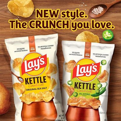 Lay's Kettle Cooked Potato Chips, Jalapeno, 0.85 Ounce (Pack of 40)