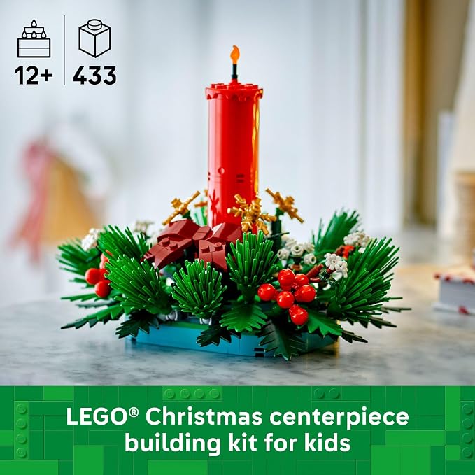 LEGO Christmas Table Decoration Building Toy for Kids - Brick-Built Holiday Centerpiece & Festive Room Decor - Christmas Craft for Girls & Boys, Ages 12+ - Gift Idea for Families - 40743