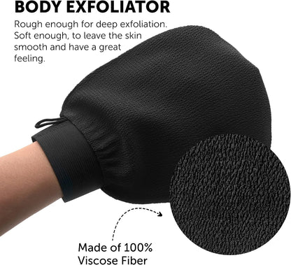 VALITIC Exfoliating Glove Body Scrubber Mitt for Shower, Pair Black