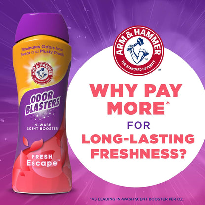 ARM & HAMMER Odor Blasters In-Wash Scent Booster,Laundry Scent Booster Fresh Escape-scent,24 Oz,(Pack of 2)
