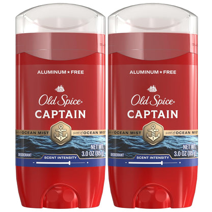 Old Spice Aluminum Free Deodorant for Men, 24/7 Odor Protection & Signature Scent Control, 24/7 Freshness & Lasting Scent, Captain with Bergamot Scent, 3.0 oz (Pack of 2)