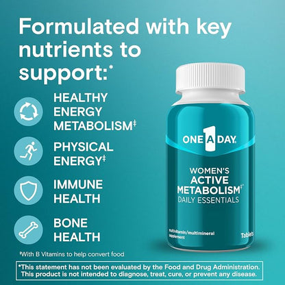 A Day Women's Active Metabolism Daily Essential,Multivitamin for Women,Metabolism Support,Vitamins for Women with All 8 B-Vitamins,Vitamin D,Magnesium & More,120 Count (Pack of 2)