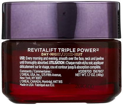 L'Oreal Paris RevitaLift Triple Power Deep-Acting Moisturizer for All Skin Types, 1.7 Ounce