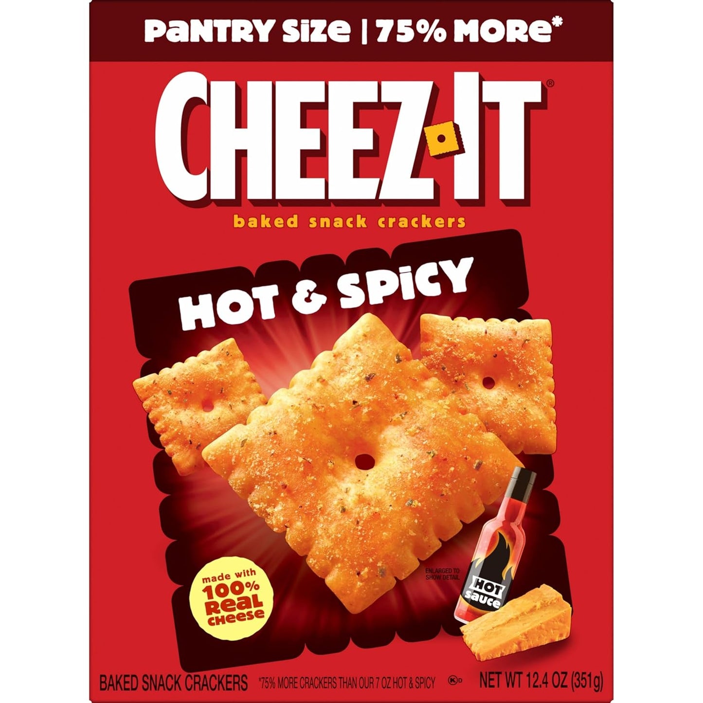Cheez-It Cheese Crackers, Baked Snack Crackers, Lunch Snacks, Hot and Spicy, 12.4oz Box (1 Box)