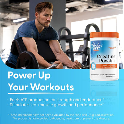 Doctor's Best Creatine Monohydrate Powder, for Women & Men, Vegan, 17.85 oz