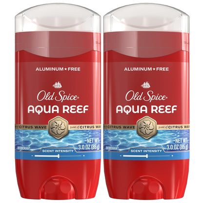 Old Spice Aluminum Free Deodorant for Men, 24/7 Odor Protection, 24/7 Freshness & Lasting Scent, Aqua Reef with Cypress Scent, 3.0 oz (Pack of 2)