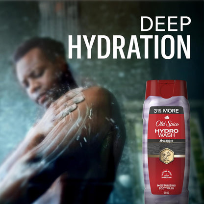 Old Spice Moisturizing Body Wash for Men, Hydro Wash, 2-in-1 Long Lasting Scent & Deep Hydration, 24/7 Shower Fresh, Swagger Scent, 21 oz (Pack of 2)