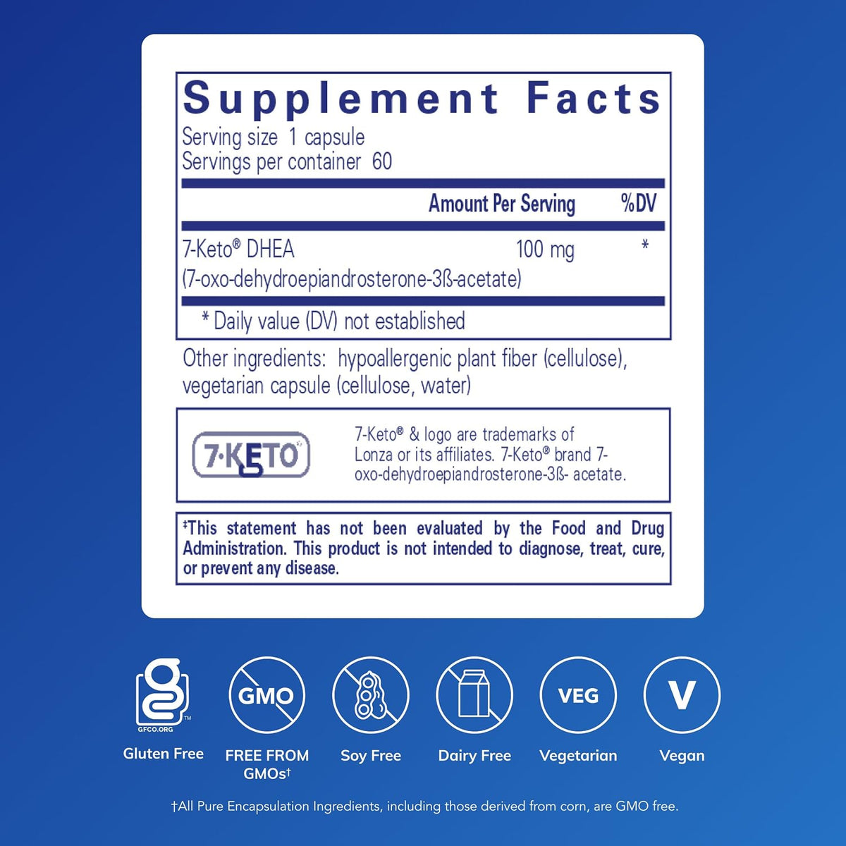 Pure Encapsulations 7-Keto DHEA 100 mg, 60 Capsules